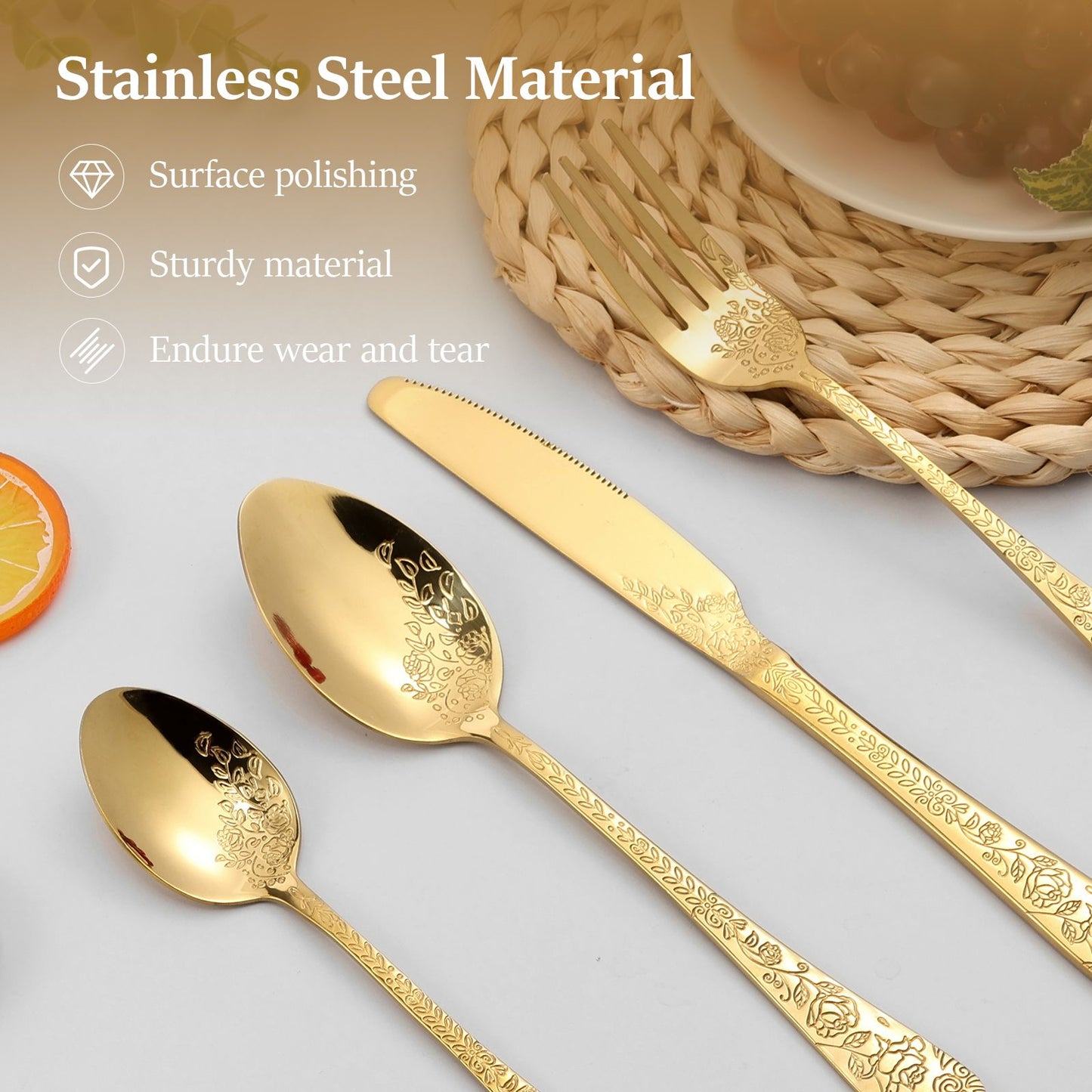 20/24 Peças Conjunto de Utensílios de Aço Inoxidável Conjunto de Talheres Florais Garfo Colher e Faca Kits de Utensílios de Cozinha para Restaurante