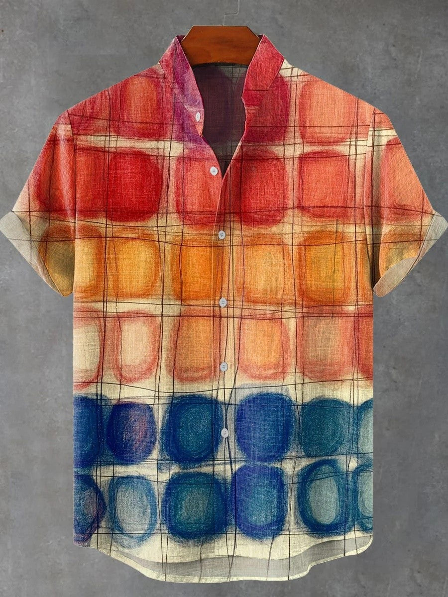 New Men's Summer Fashion Printed Linen Comfortable Short Sleeve Shirt 3D Art Shirt Fast Shipping