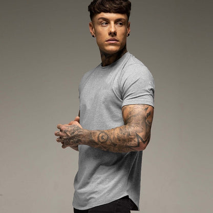 Plain Summer Workout Gym T-Shirt Mens Cotton Short Sleeves T Shirt Casual Tee Tops O-neck Streetwear Fashion Sports Clothing