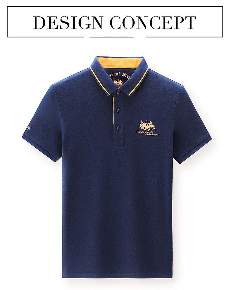 New Summer Embroidered Pure Cotton Men's Luxury Polo Shirt Top Casual Short Sleeved Fashionable Wrinkle Resistant Men's T-shirt