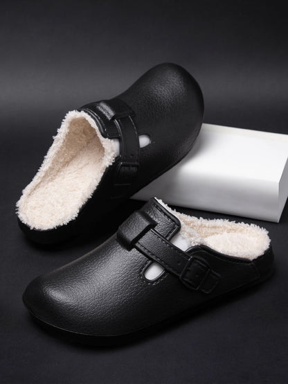 Men Plush Lined Outdoor Anti-slip Garden Shoes Warm Fuzzy Slippers For Women Winter New Cotton Slippers Fuzzy Home Slides