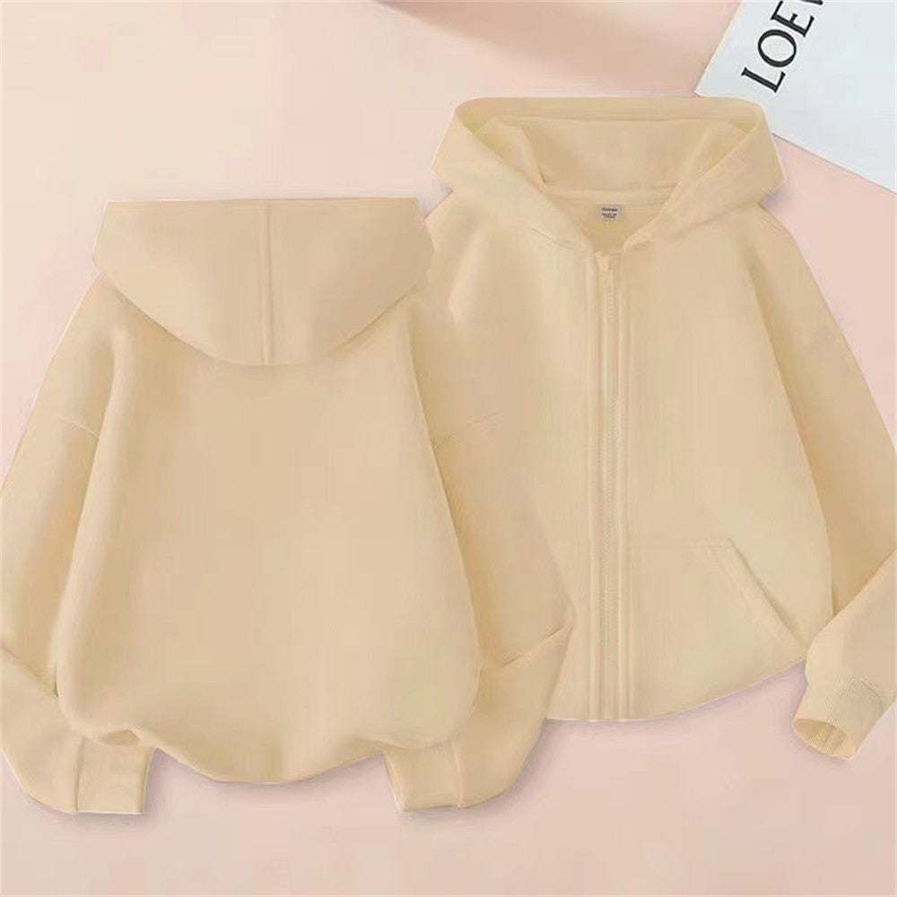 Children tops Zipper style Hoodies Coat Boy black Girls Pink Age 3-12 Kids Sweatshirt festival festival gifts Solid color
