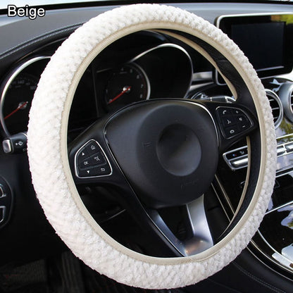 Capa de Volante de Carro de Veludo Pérola de Inverno Acessório para Carro Proteção Antiderrapante Quente Pelúcia Macia