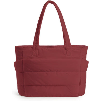 Quilted Large Capacity Tote Bag for Women Durable Fabric with Zipper Closure & Wrist Strap, Spacious Gym Beach Work Travel Bag