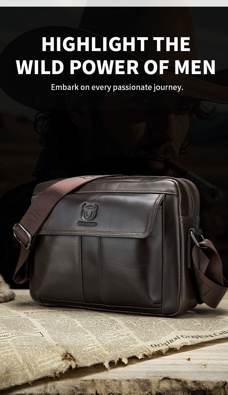 BULLCAPTAIN Genuine Leather Men's Crossbody Bag Large Capacity Casual Multifunctional Handbag A Fashion Business Briefcase