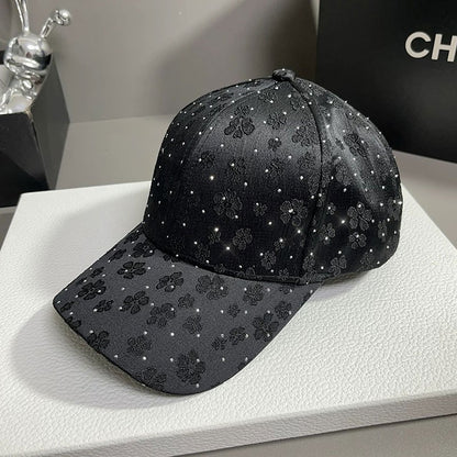 Fashion Retro Diamond Luxury Rhinestone Baseball Cap Satin Streetwear Hip Hop Hat Bones Snapback Ponytail Peaked Hats Caps Men