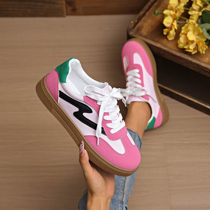 Women Tennis Sneakers Flats Ladies Fashion Mixed Colors Lace-up Vulcanized Shoes Spring Autumn Woman Outdoor Trainers Footwear