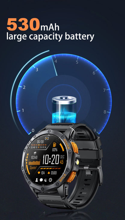 Smartwatch LIGE Novo para Esportes ao Ar Livre com GPS, Bússola, Tela AMOLED de 1.43", Bateria de 530mAh, Monitor Cardíaco, Chamadas Bluetooth e À Prova D'Água