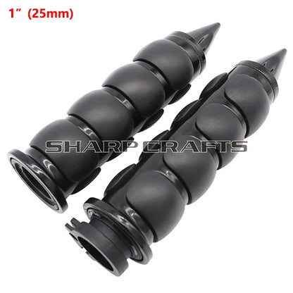 1" 25mm & 7/8'' 22mm Billet Rubber Flame Spike Hand Grips For Harley Honda Kawasaki Suzuki Yamaha  Bikes Cruiser Chopper Custom