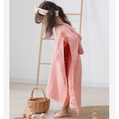 E06F Baby Hooded Bath Towel Ultra-absorbent 4 Layers Soft Cotton Bathrobe Blanket Sleepwear Children Clothing Infant Poncho-
