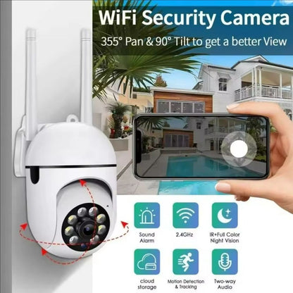 Câmera de Segurança Wifi IP Externa Sem Fio PTZ 3MP 4X Zoom Câmeras AI Rastreamento Humano Áudio Bidirecional HD Visão Noturna Colorida