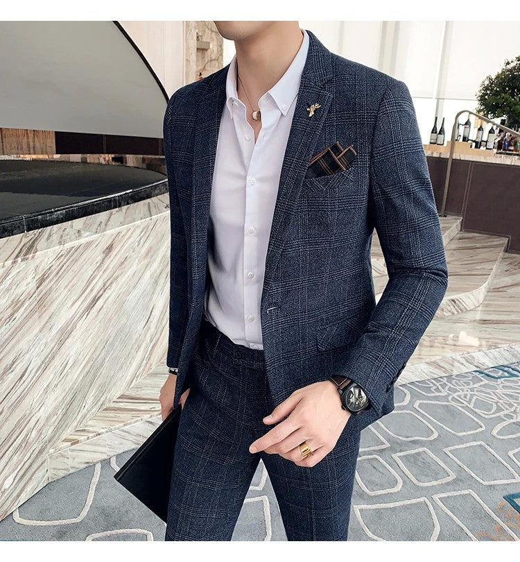 Blazer Plus Size 7XL Men's Blazer Fashion Business Italian Style Linen Leisure Wedding for Office Workers Assembling A Blazer