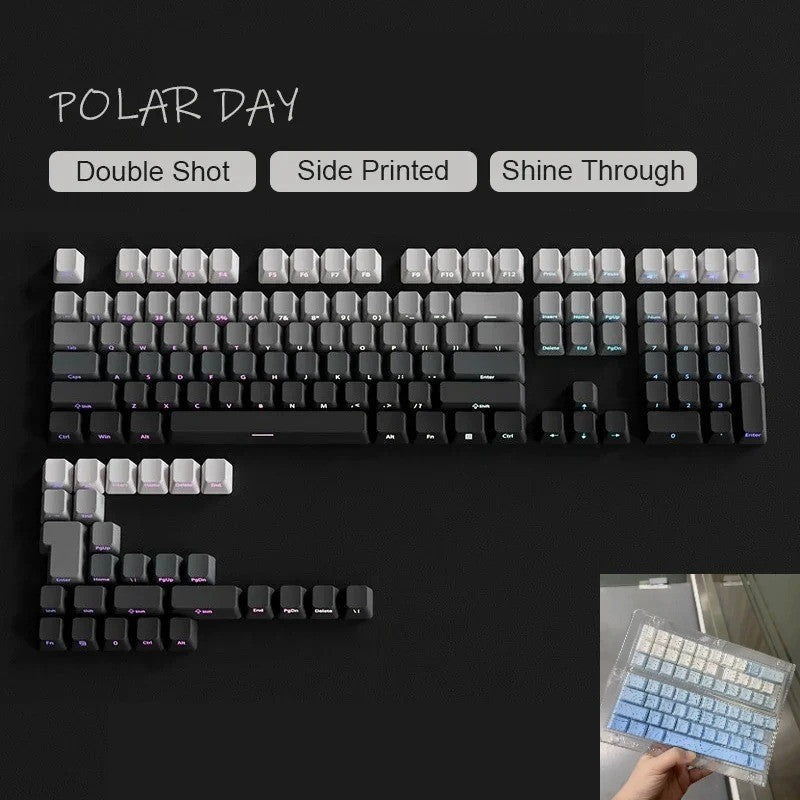 Novas Teclas 133 Gradiente Verde Shine Through Keycaps Impressão Lateral PBT Keycap Perfil Cherry Double Shot para Teclados Mecânicos