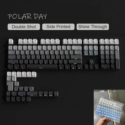 Novas Teclas 133 Gradiente Verde Shine Through Keycaps Impressão Lateral PBT Keycap Perfil Cherry Double Shot para Teclados Mecânicos