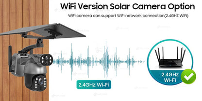 50XZOOM Solar Camera 4G SIM/WiFi Dual Lens Outdoor Security Camera with Night Vision,Waterproof Wireless Surveillance for Garden