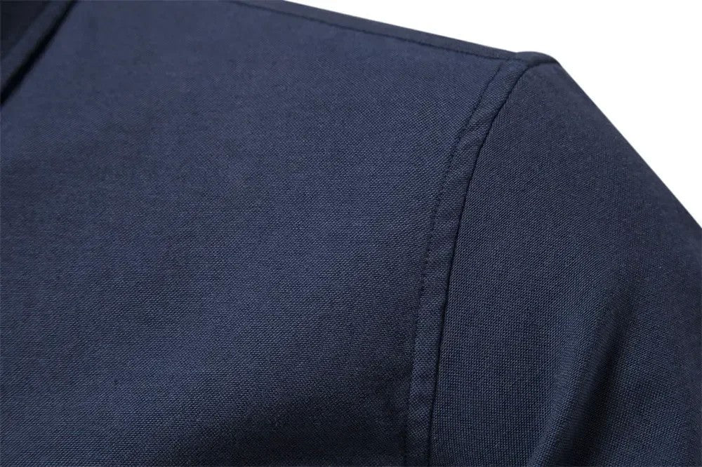 New Spring and Autumn Cotton Social Shirt Men Solid Color High Quality Long Sleeve Shirt for Men Lapel Casual Social Men's Shirt