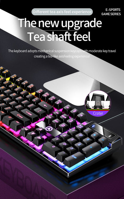Teclado YINDIAO Gamer com Fio para Laptop Desktops PC Acessórios de Escritório Teclados Gamer de Perfil Baixo com Teclado Numérico