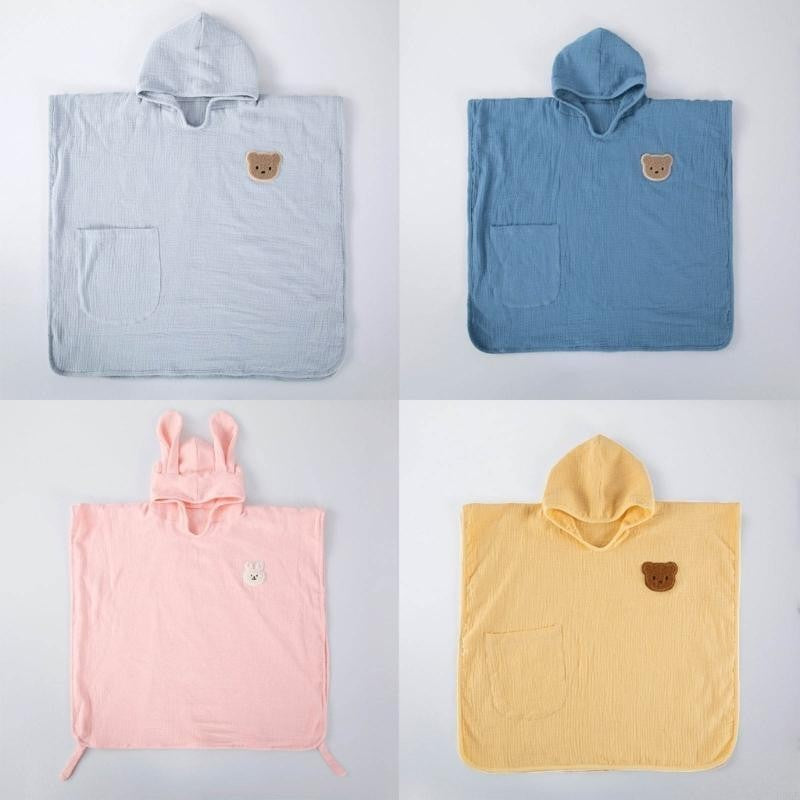 E06F Baby Hooded Bath Towel Ultra-absorbent 4 Layers Soft Cotton Bathrobe Blanket Sleepwear Children Clothing Infant Poncho-