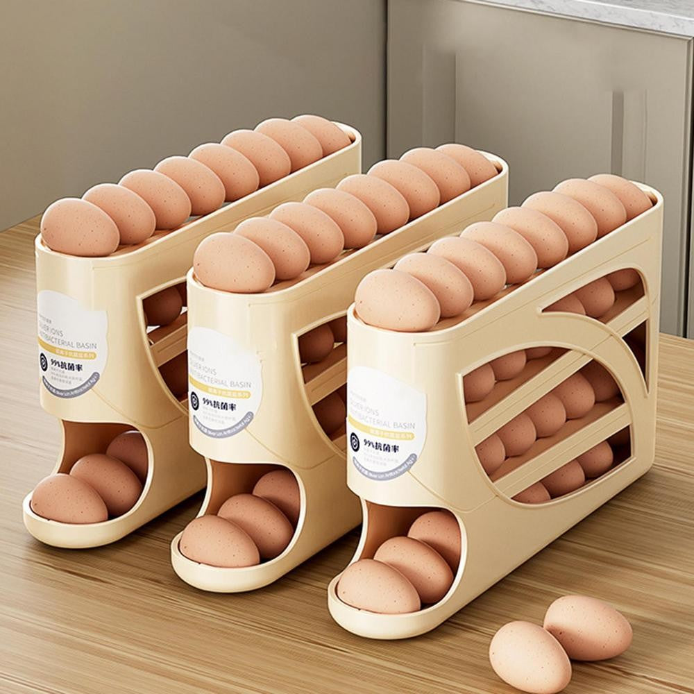 Auto Rolling Egg Dispenser 4 Tiers Auto Rolling Egg Storage Dispenser Rack Reusable Organizer Kitchen Egg Container for