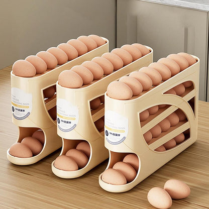 Auto Rolling Egg Dispenser 4 Tiers Auto Rolling Egg Storage Dispenser Rack Reusable Organizer Kitchen Egg Container for