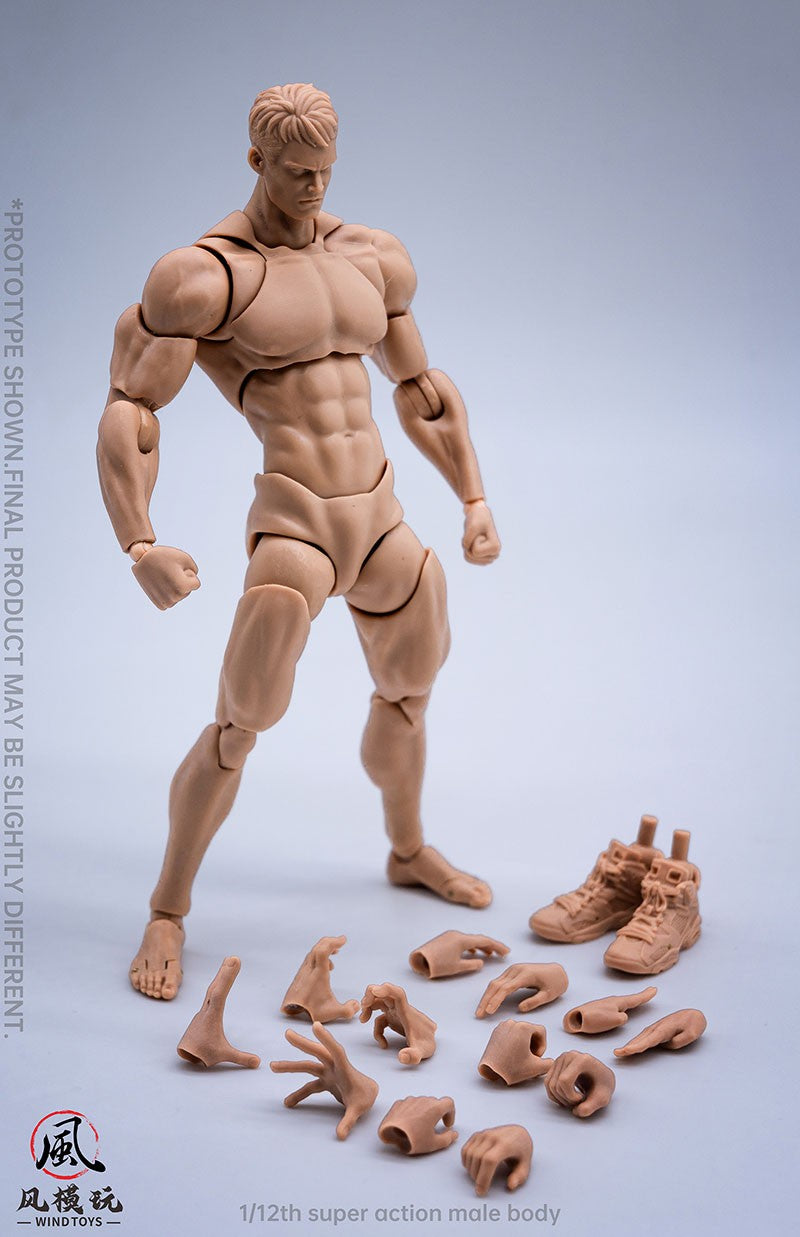 Wind Toys Corpo Masculino Articulado Super Flexível Escala 1/12 16cm Soldado Masculino Branco Amarelo Preto Boneco Articulado Modelo de Boneco de Ação