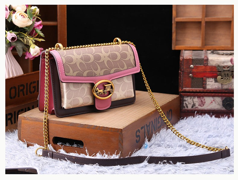 Light luxury women's bag 2025 new high-end color contrast single shoulder underarm bag designer fashionable crossbody small squa