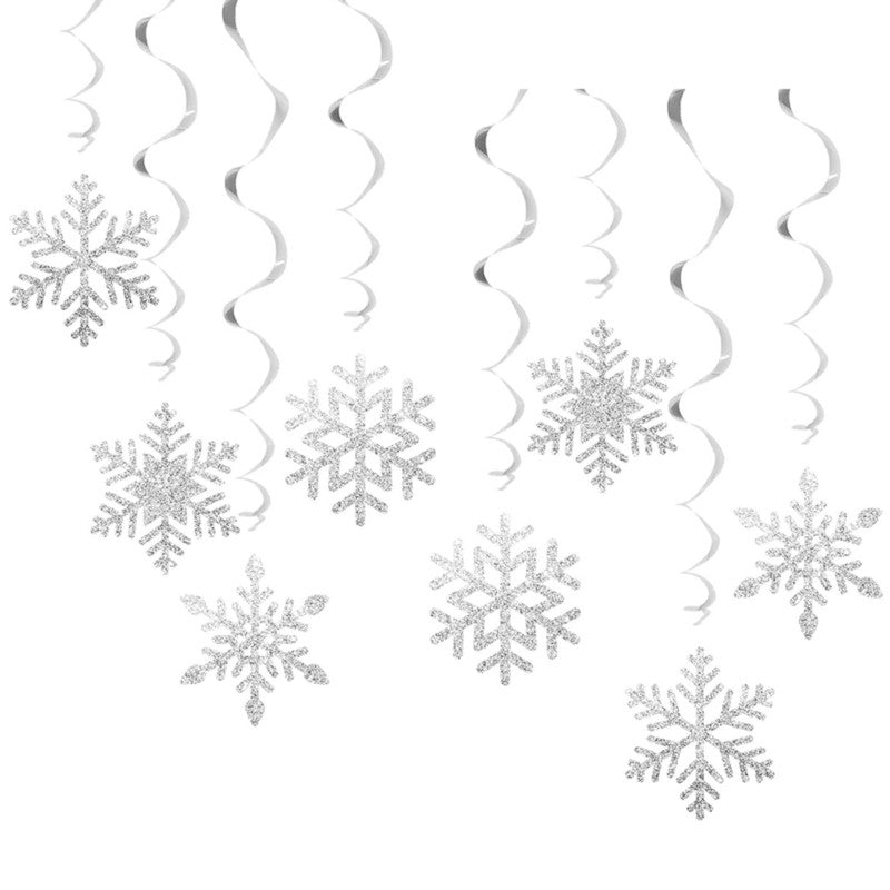 Set of 8 Christmas Swirls Snowflake Ornament Christmas Snowflake Swirls Decorations Beautiful Spirals Hanging Accent