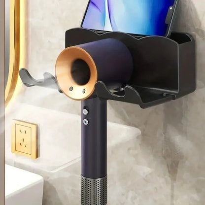 Suporte de Armazenamento para Secador de Cabelo Rack de Parede Sem Furo Suporte de Parede para Banheiro Armazenamento e Colocação de Dutos de Ar para Banheiro Suporte de Pendurar