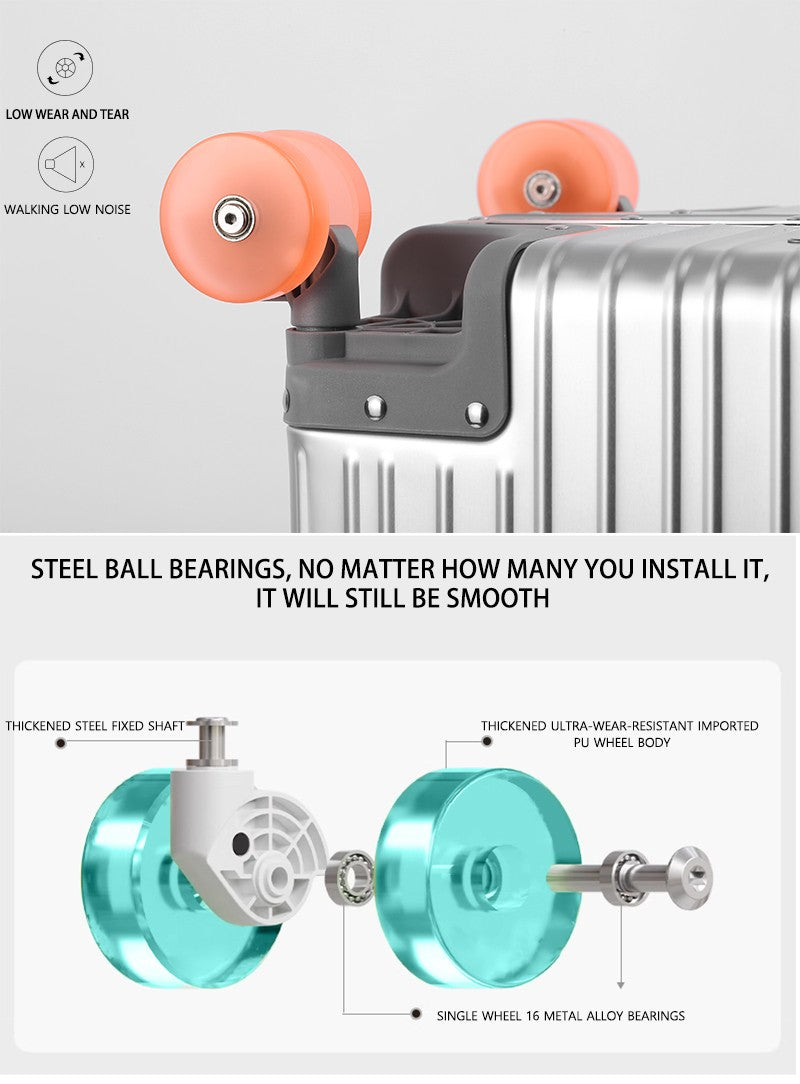 All-Aluminum Magnesium Alloy Suitcase Large-Capacity Password Luggage Infused Transparent Rolling Wheel Business Trolley Case