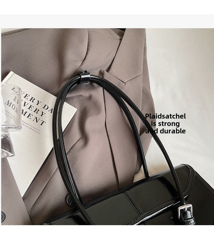 High End Burgundy Oil Wax Leather Underarm Bag Elegant Women's Magnetic Buckle Shoulder Bag Commuter Versatile Ladies Tote Bags