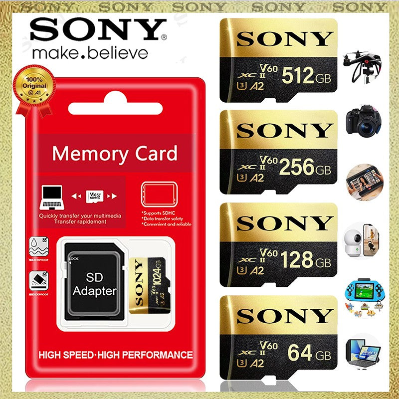 Cartão Micro Memória So/ny SD U3 1TB 512GB 256GB 128GB Cartão SD Cartão Flash SD/TF 64GB U3 Classe 10 Cartões de Memória para Telefone/Computador