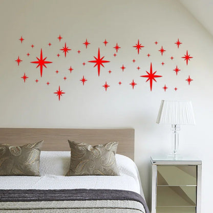 3D Star Mirror Wall Sticker Large Medium and Small Combination Acrylic Mirror Wall Sticker Home Living Room Wall Decorations