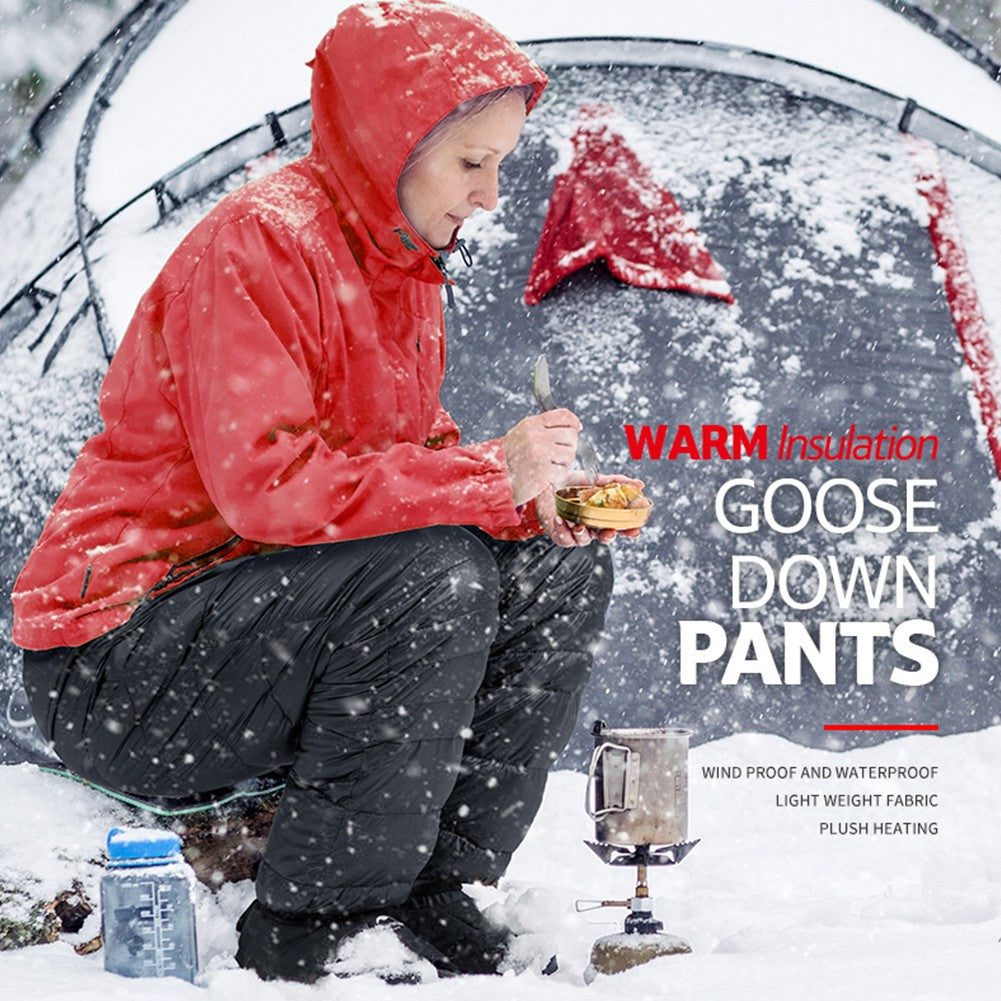 S-5XL Down Pants Ultralight Warm Winter Snow Pants with Pocket Windproof Waterproof Camping Home Mountain Skiing Unisex