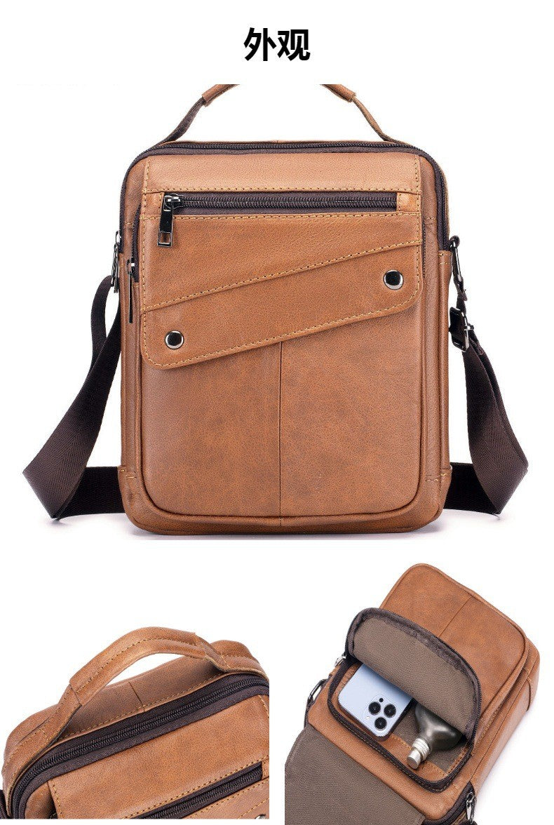 cowhide Large-capacity cowhide men's bag genuine leather single-shoulder bag high quality men's vertical crossbody bag as gift