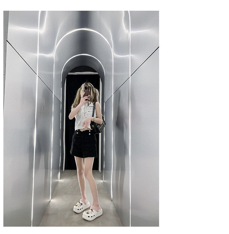 Fashion Diy Clogs Sandals Women 2024 Summer Chunky Platform Slippers Woman Thick Bottom Closed Toe Beach Slippers Mujer