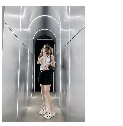 Fashion Diy Clogs Sandals Women 2024 Summer Chunky Platform Slippers Woman Thick Bottom Closed Toe Beach Slippers Mujer