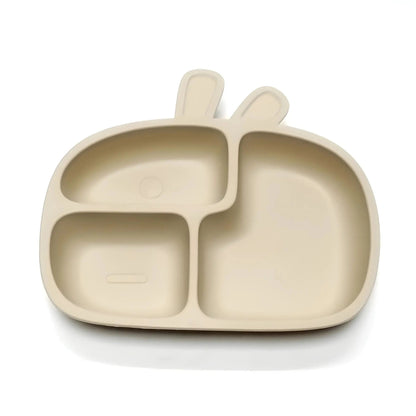 Silicone Baby Dinner Plate Food Grade Baby Supplement Bowl Set Children's Divided Dinner Plate Suction Cup One Piece