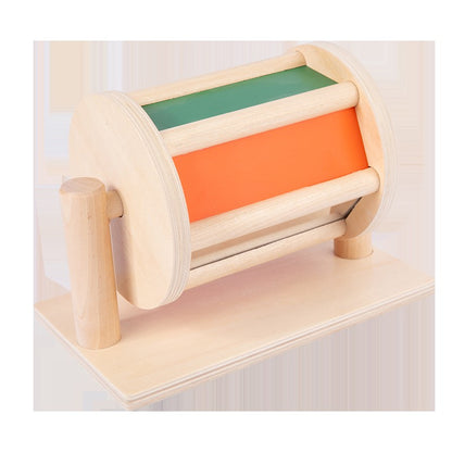 Newest Wooden Drum Baby Toys Bright Color Sensory Montessori Drum Toys Hottest Kids Rolling Drum Toys Early Childhood Education