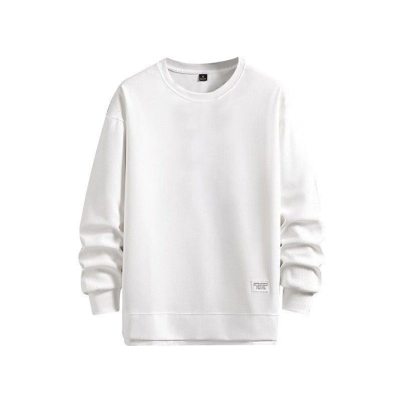 High-end Quality Waffle Fabric Round Neck T Shirts Long Sleeved 2023 Spring Autumn Casual All-match T-shirt Fashion Men Clothing