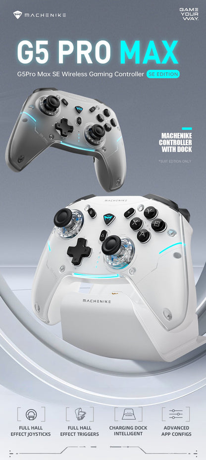 MACHENIKE G5Pro Max SE Gaming Controller With Charging Dock Optional Hall Effect Joysticks Triggers RGB Light Wireless Gamepad