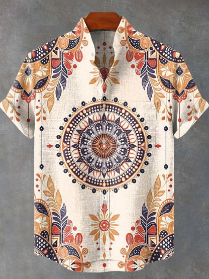 New Men's Summer Fashion Printed Linen Comfortable Short Sleeve Shirt 3D Art Shirt Fast Shipping