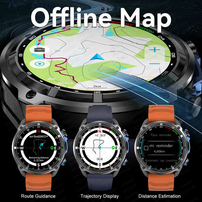 2025 Novo Smartwatch T-Rex Tático GPS Integrado Mapa Offline 4GB Memória 5ATM IP69K Natação À Prova D'Água Masculino Smart Bracelete Militar