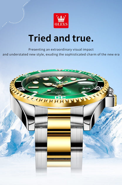 OLEVS 5885 Man Watch Original Brand Waterproof Quartz Watch Stainless Steel Strap Automatic Date Mens Gifts Watches For Man