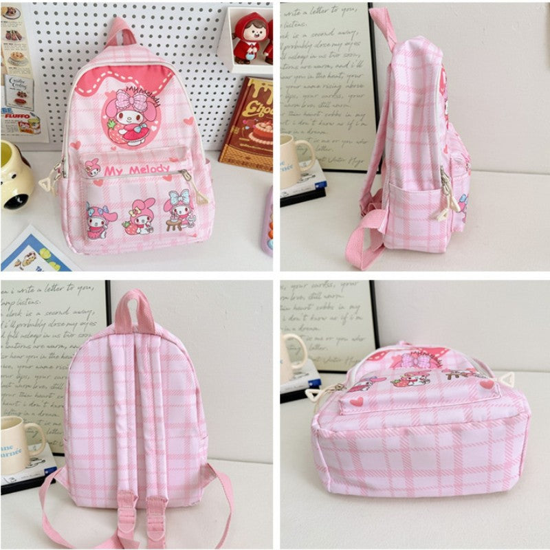Mochilas Hello Kitty Kuromi Cinnamoroll com estampa de desenho animado fofo e leve para meninos e meninas do jardim de infância