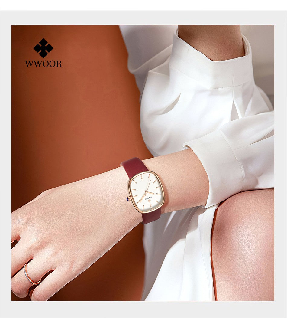 WWOOR New Reloj Fashion Women's Bracelet Watch Luxury Brand Elegant Dress Quartz Clock Waterproof Top Ladies Wristwatch Gift Box