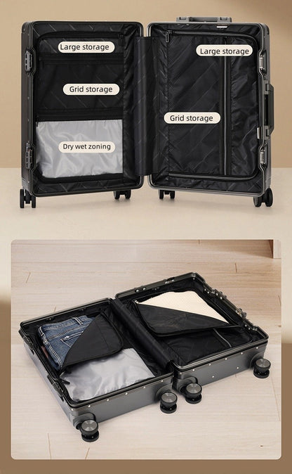 20"/22"/24"/26"/28" Suitcase Fashoin Rolling Luggage Travel Aluminum Frame Case with Wheel Alloy Trolley Bag 20'' Carry-On Cabin