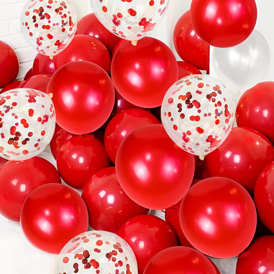 41pcs Pearl White Red Latex Balloon Set 12 Inch Red Confetti Balloons Birthday Wedding Bride Wedding Christmas Decorations