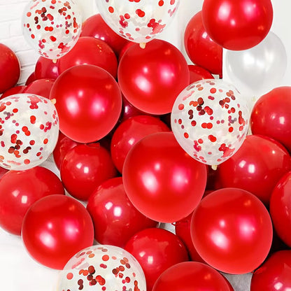 41pcs Pearl White Red Latex Balloon Set 12 Inch Red Confetti Balloons Birthday Wedding Bride Wedding Christmas Decorations