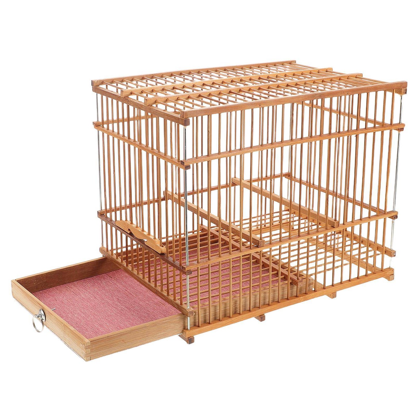 Gaiola de Pássaro Pequena de Bambu Tecido Transportador de Pássaros para Exteriores Gaiola de Papagaio Portátil e Leve para Tentilhões Canários e Periquitos