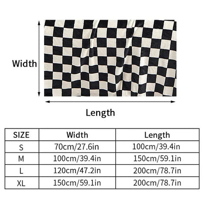 Flannel Blanket for Bedroom Soft Air Conditioning Blanket Checkerboard Elements Sofa Blanket Portable Nap Shawl Towel